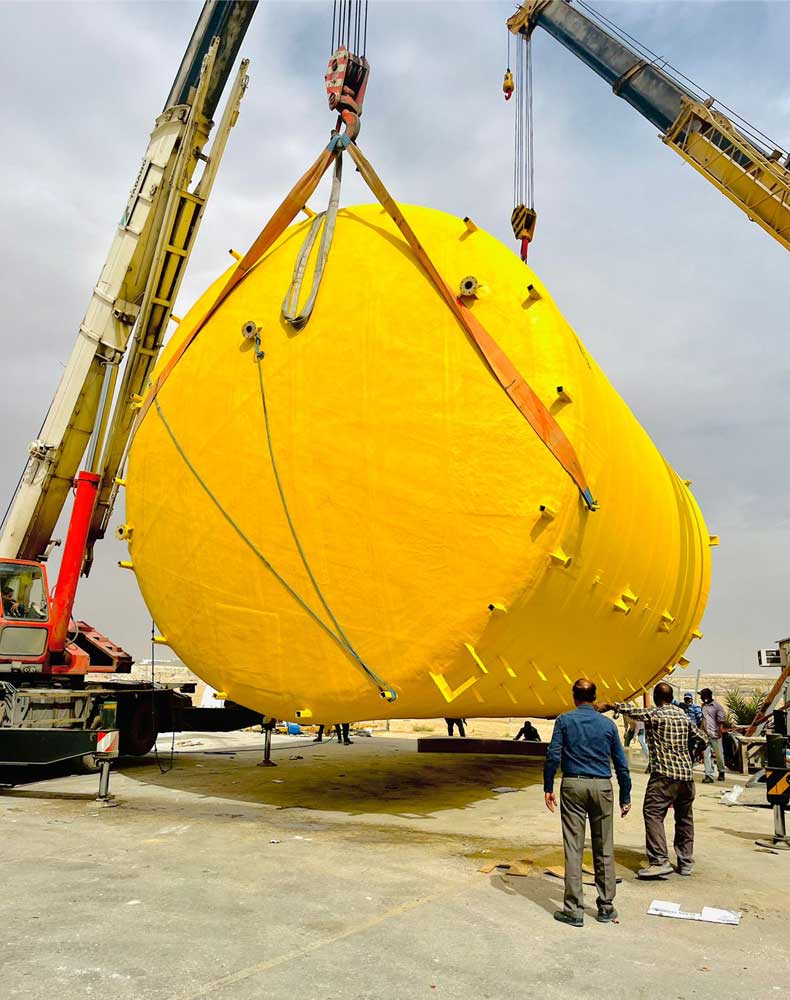 Fiberglass tank from Busubait’s tank and dual-laminate equipment range
