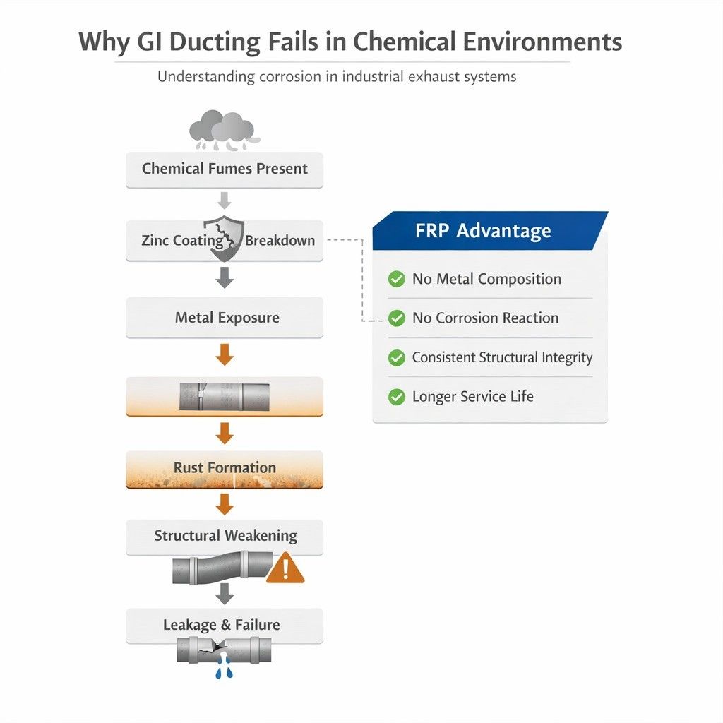 Failure of GI Ducting in Chemical Environment